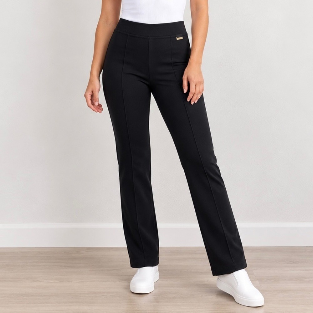 Calvin Klein Black Ponte Pintuck Pull On Pants M4VKX211 Womens Medium